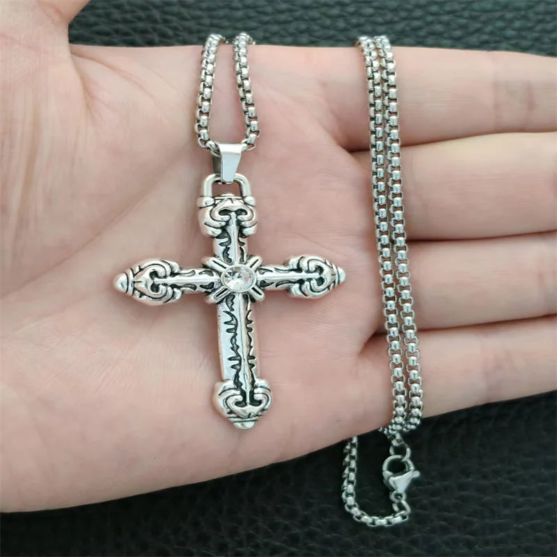 YKRON Retro Gothic Cross Hip Hop Necklace
