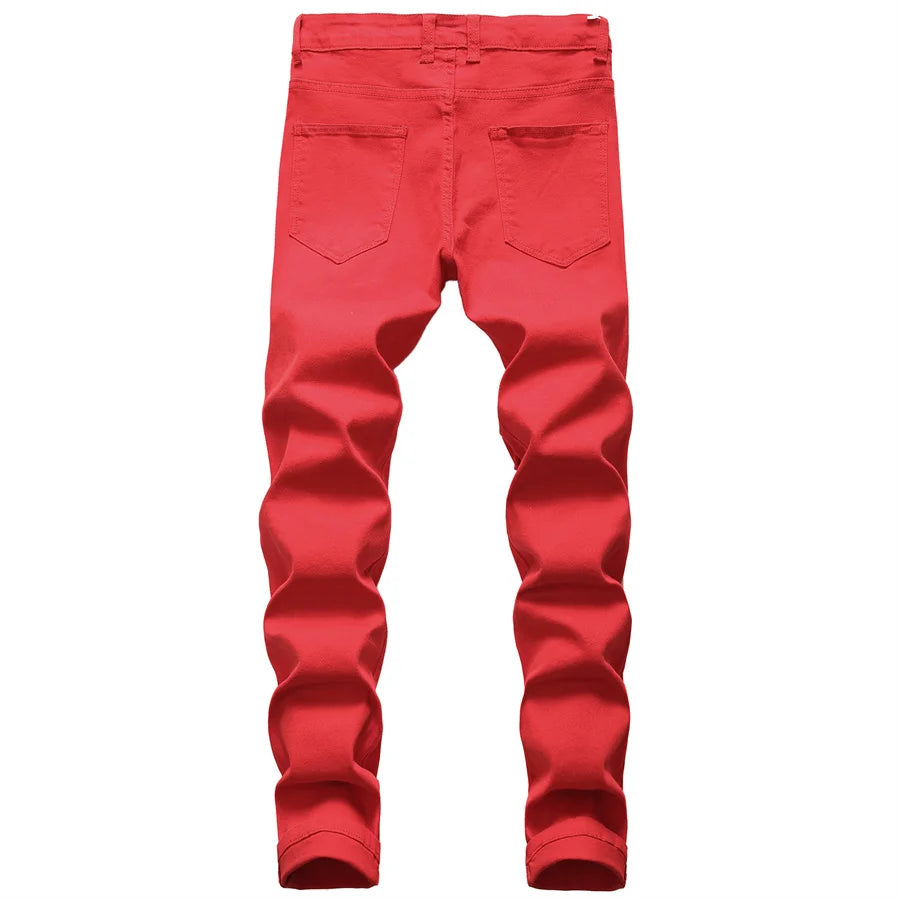 YKRON Y2K Distressed Red Hip Hop Jeans