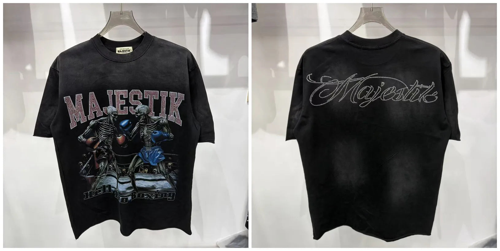 YKRON Majestik Rhinestone Print Hip Hop Tee