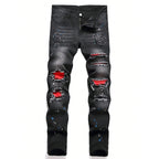 YKRON Y2K Ripped Slim Fit Black Jeans