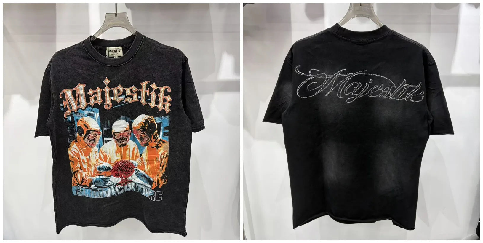 YKRON Majestik Rhinestone Print Hip Hop Tee