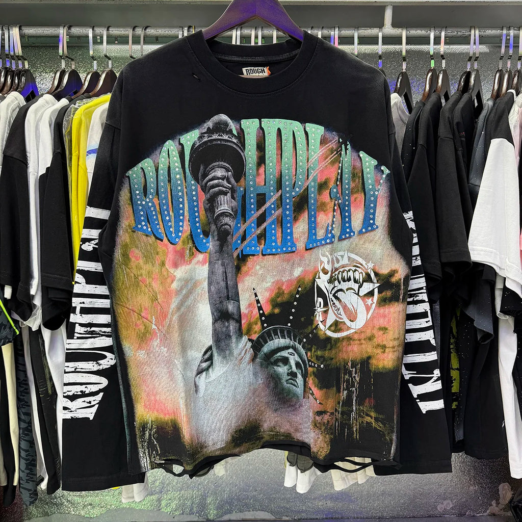 YKRON Rough Play Diamond Long Sleeve Oversized Tee