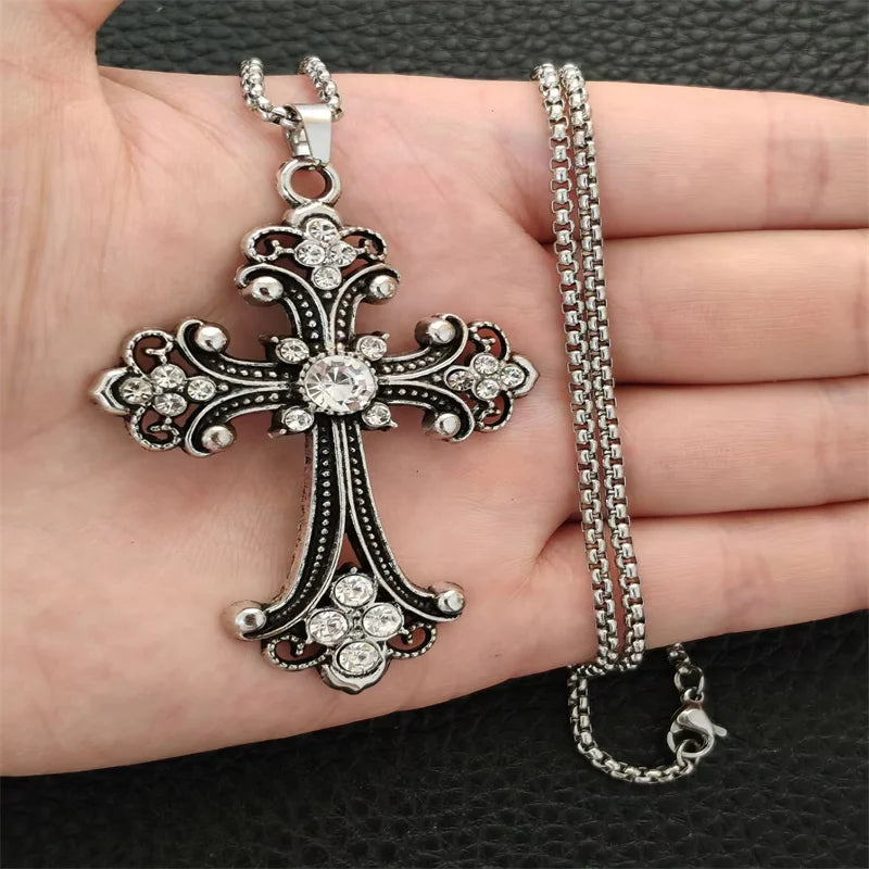 YKRON Retro Gothic Cross Hip Hop Necklace