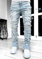 YKRON Ripped Stacked Slim Fit Jeans