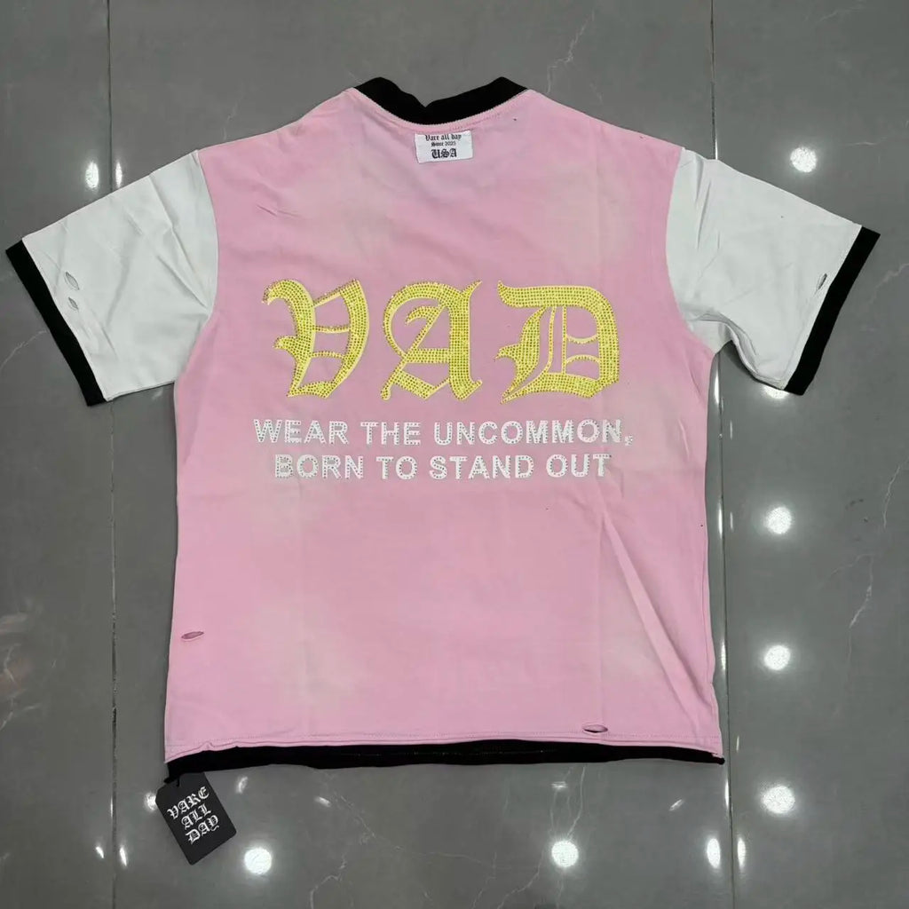 YKRON Rhinestone Letter Hip Hop Oversized Tee