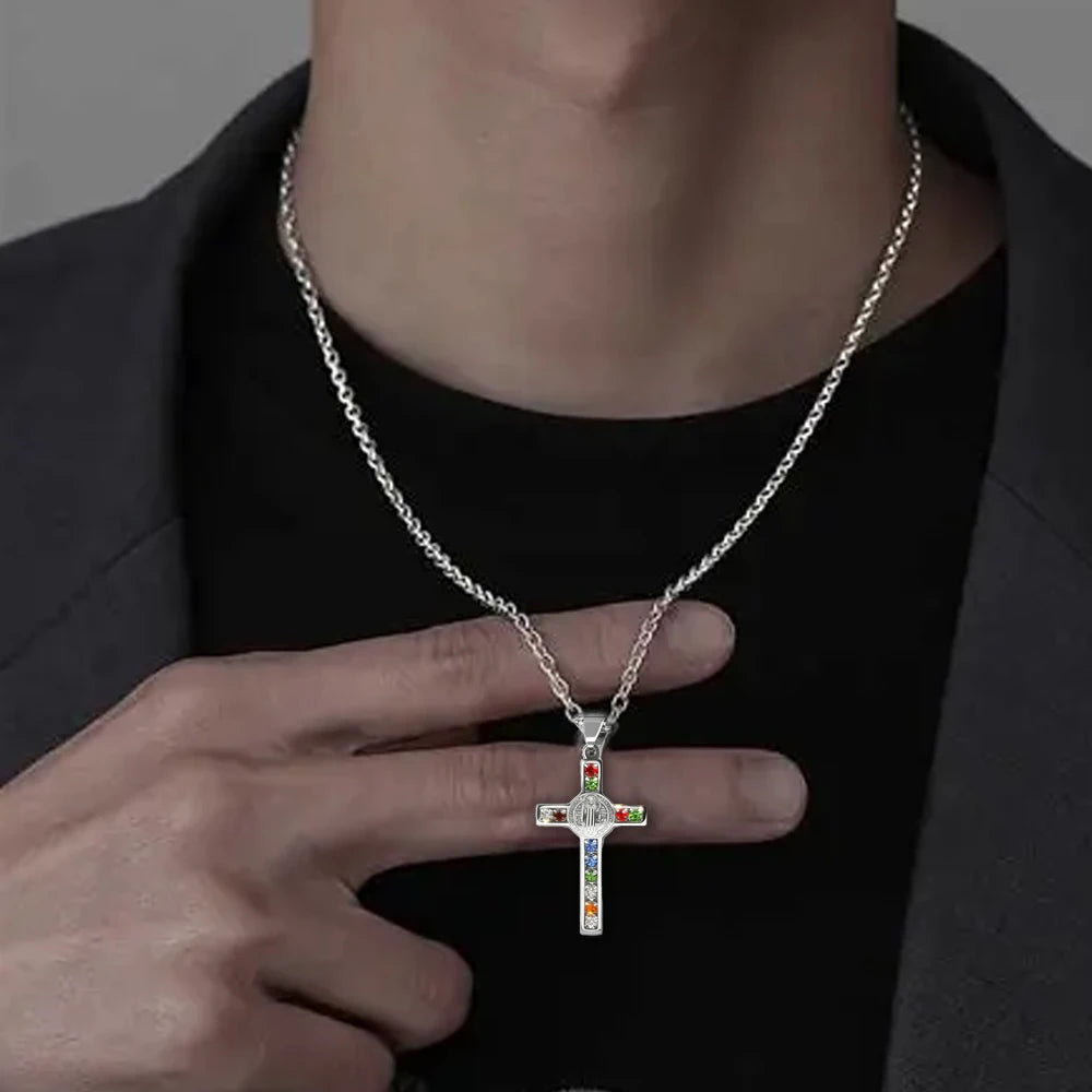 YKRON Saint Benedict Cross Stainless Steel Necklace