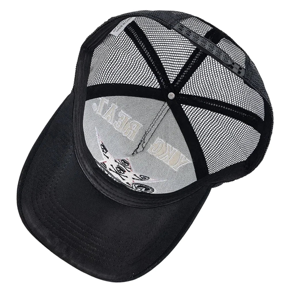 YKRON Punk Skull Crossbones Trucker Cap