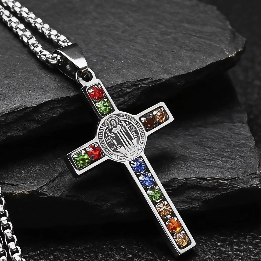 YKRON Saint Benedict Cross Stainless Steel Necklace