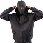 YKRON Double Hood Ninja Mask Zip-Up Hoodie