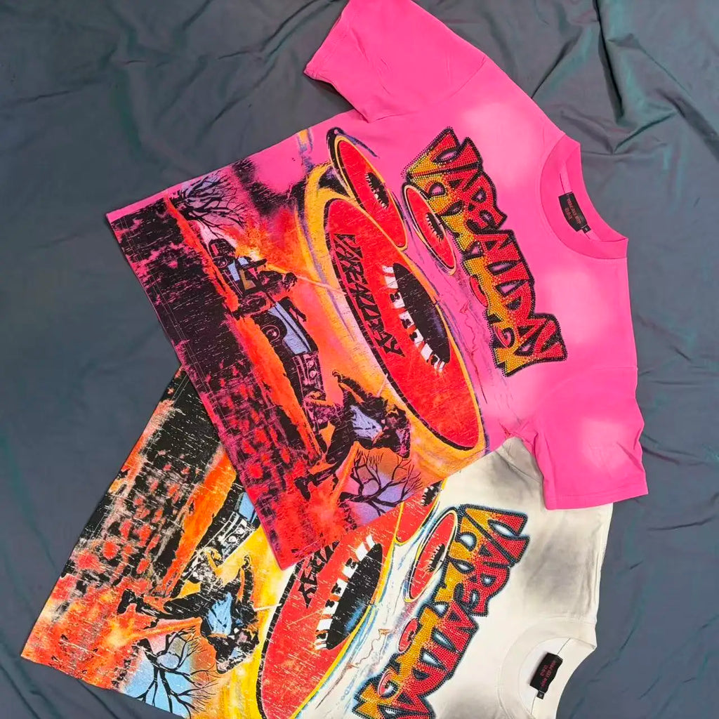 YKRON Rhinestone Letter Hip Hop Oversized Tee