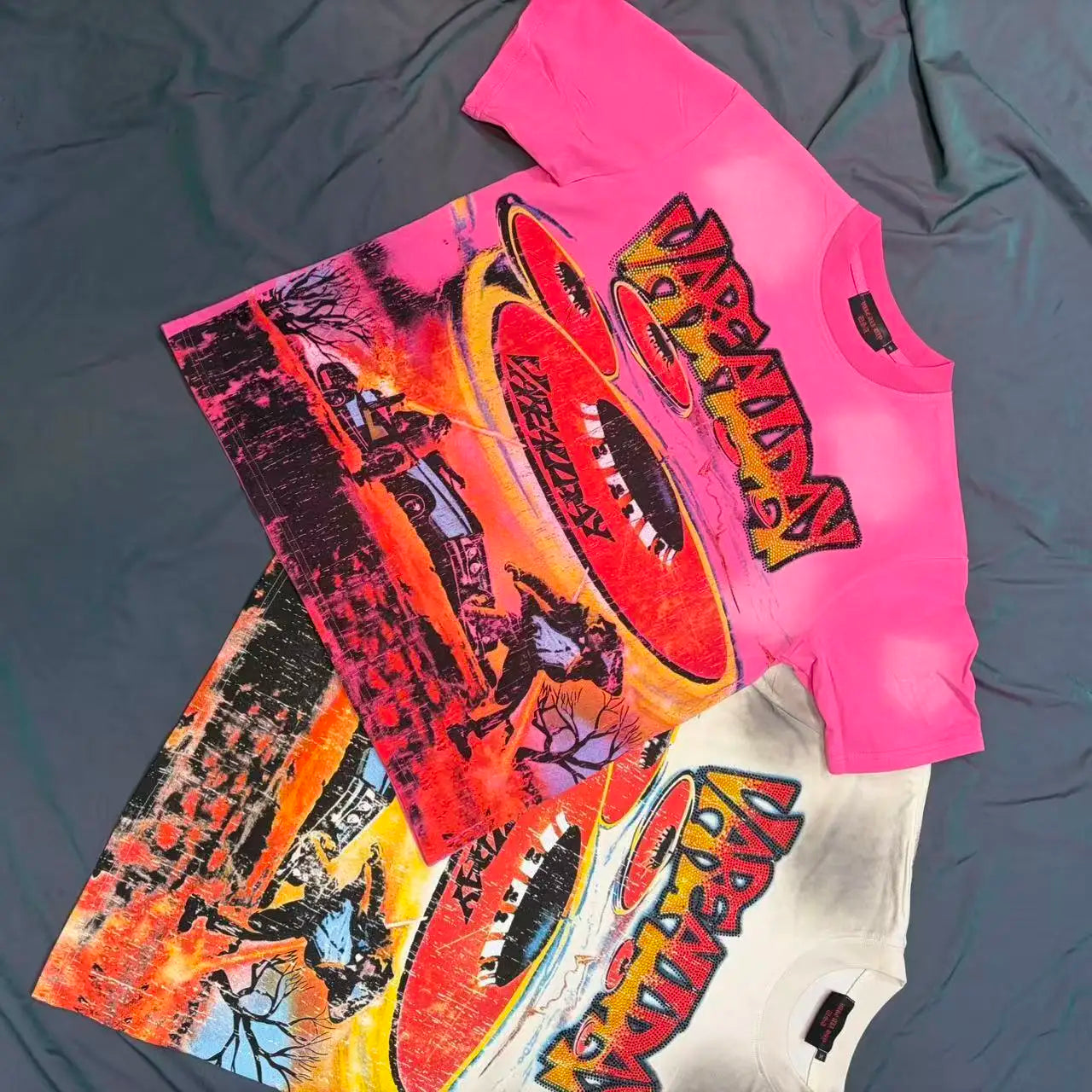 YKRON Rhinestone Letter Hip Hop Oversized Tee