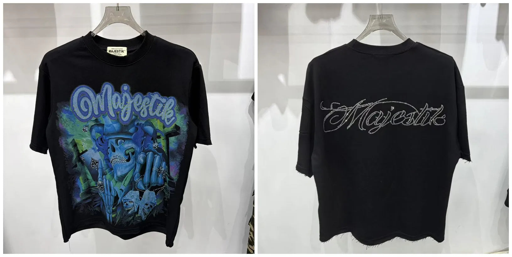 YKRON Majestik Rhinestone Print Hip Hop Tee