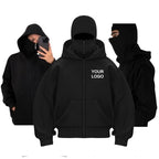 YKRON Double Hood Ninja Mask Zip-Up Hoodie