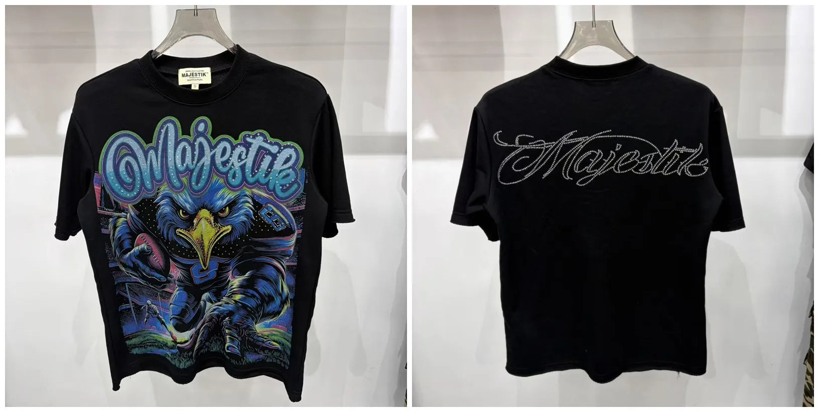 YKRON Majestik Rhinestone Print Hip Hop Tee