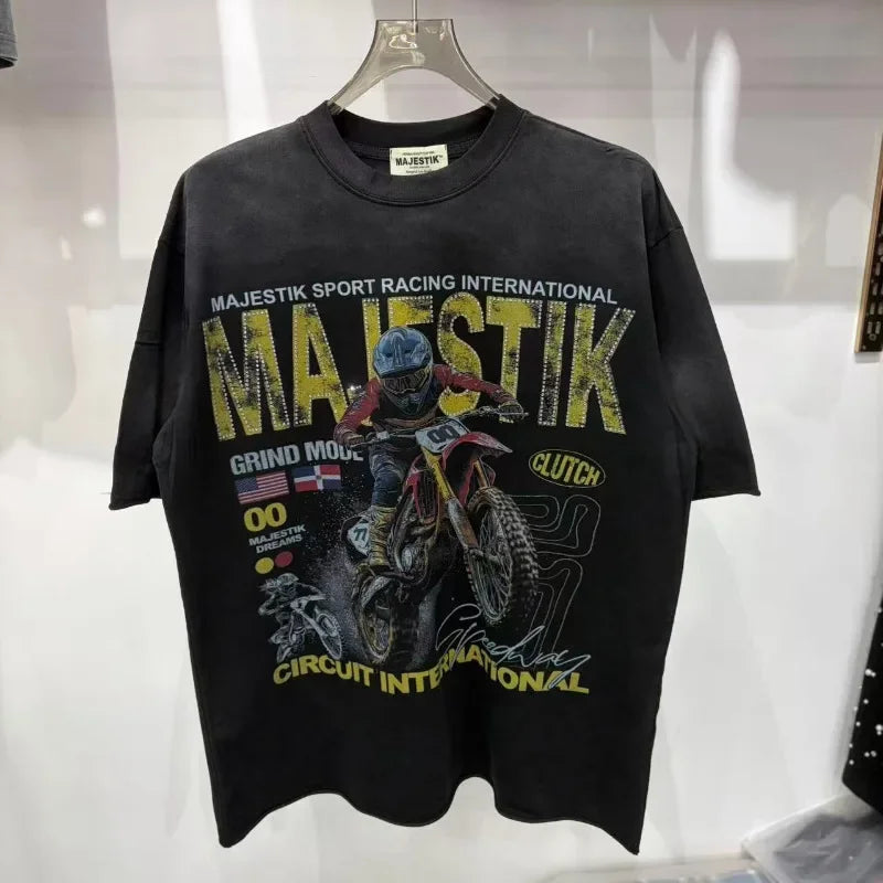 YKRON Majestik Rhinestone Print Hip Hop Tee