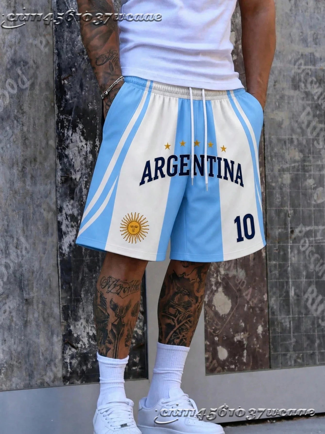 YKRON Argentina Stripe Beach Shorts