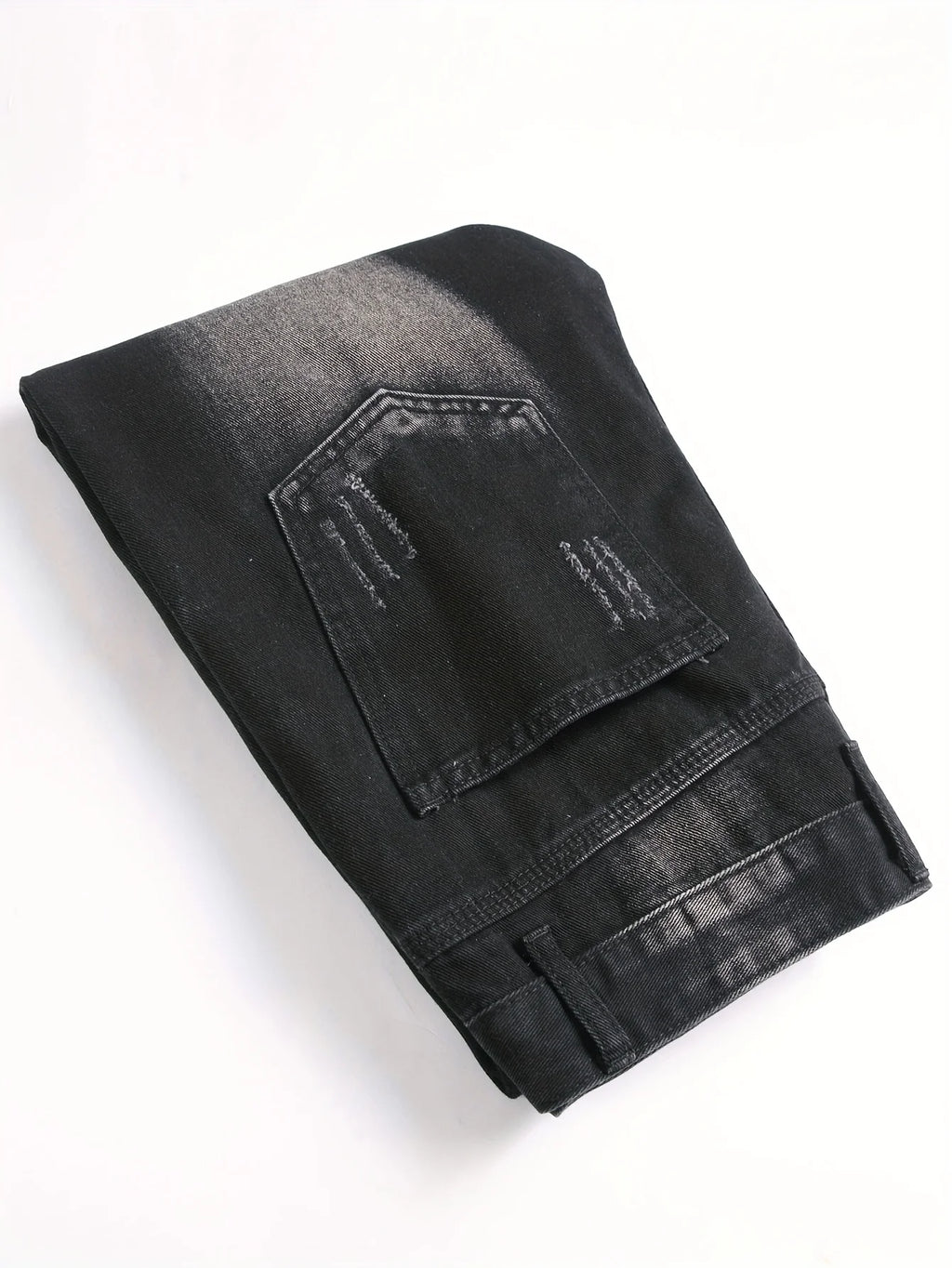 YKRON High Street Ripped Straight Leg Black Jeans