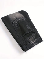 YKRON High Street Ripped Straight Leg Black Jeans