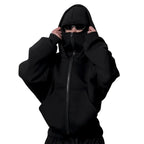 YKRON Double Hood Ninja Mask Zip-Up Hoodie