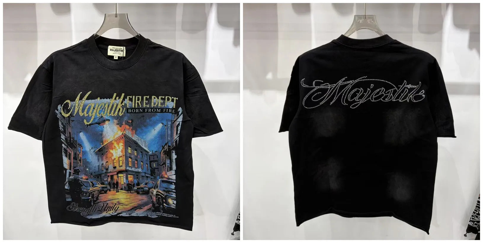 YKRON Majestik Rhinestone Print Hip Hop Tee