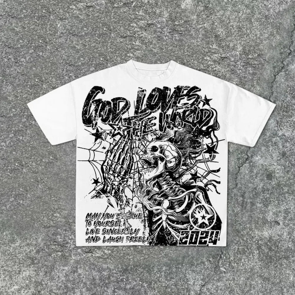 YKRON Skull Print Streetwear Tee