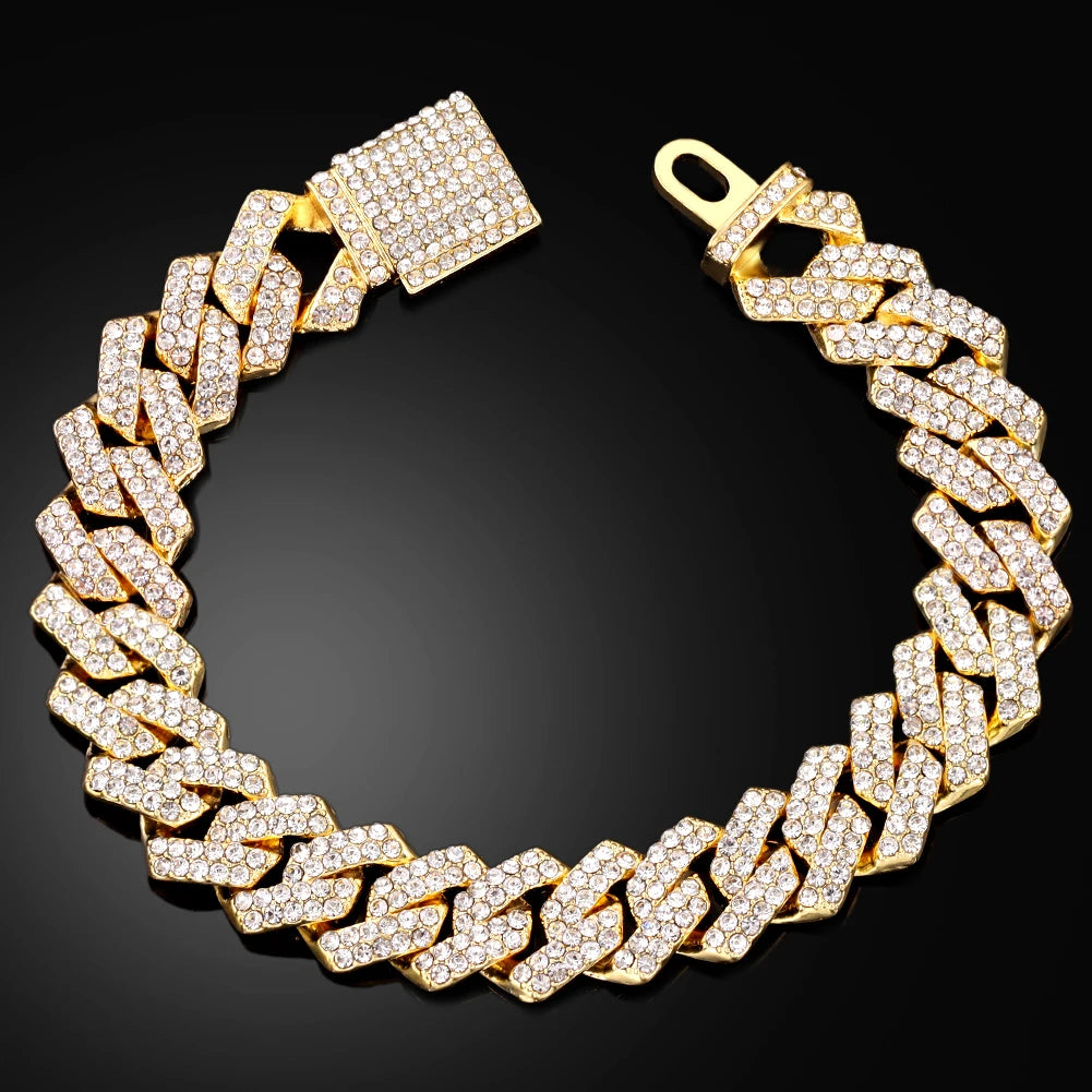 YKRON Iced Prong Cuban Chain Bracelet