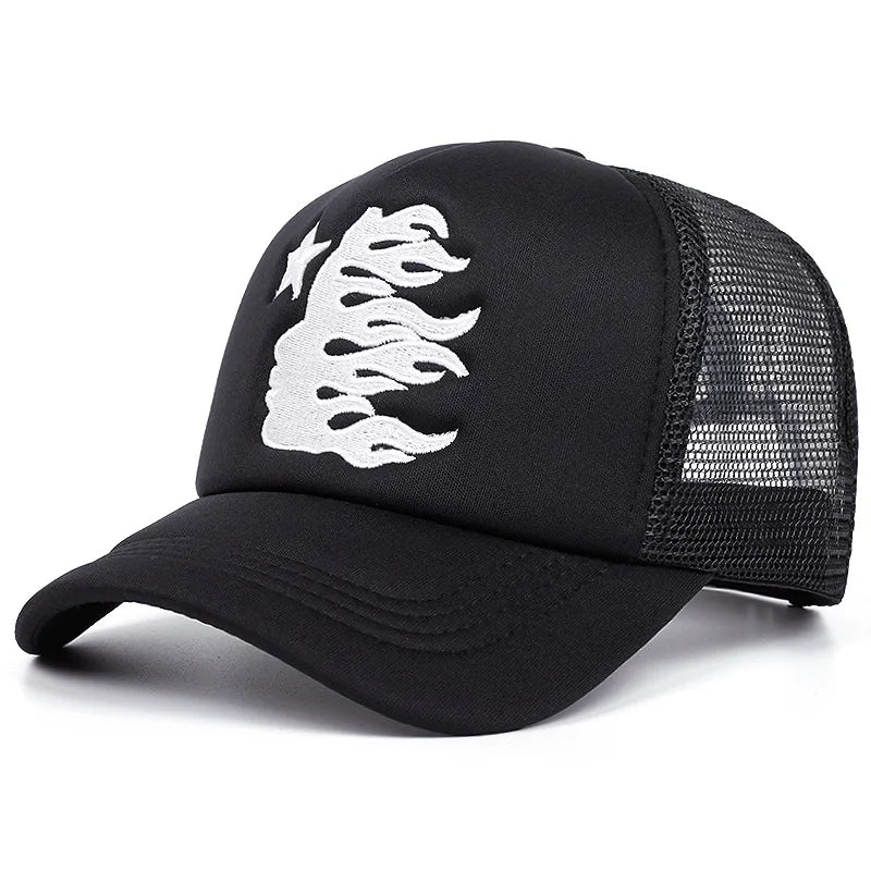 YKRON Flame Star Mesh Snapback Hat