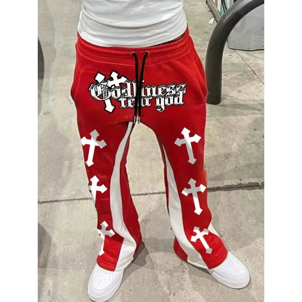 YKRON Cross Print Color-Block Sweatpants