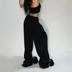 YKRON Y2K Gray Wide Leg Tactical Sweatpants