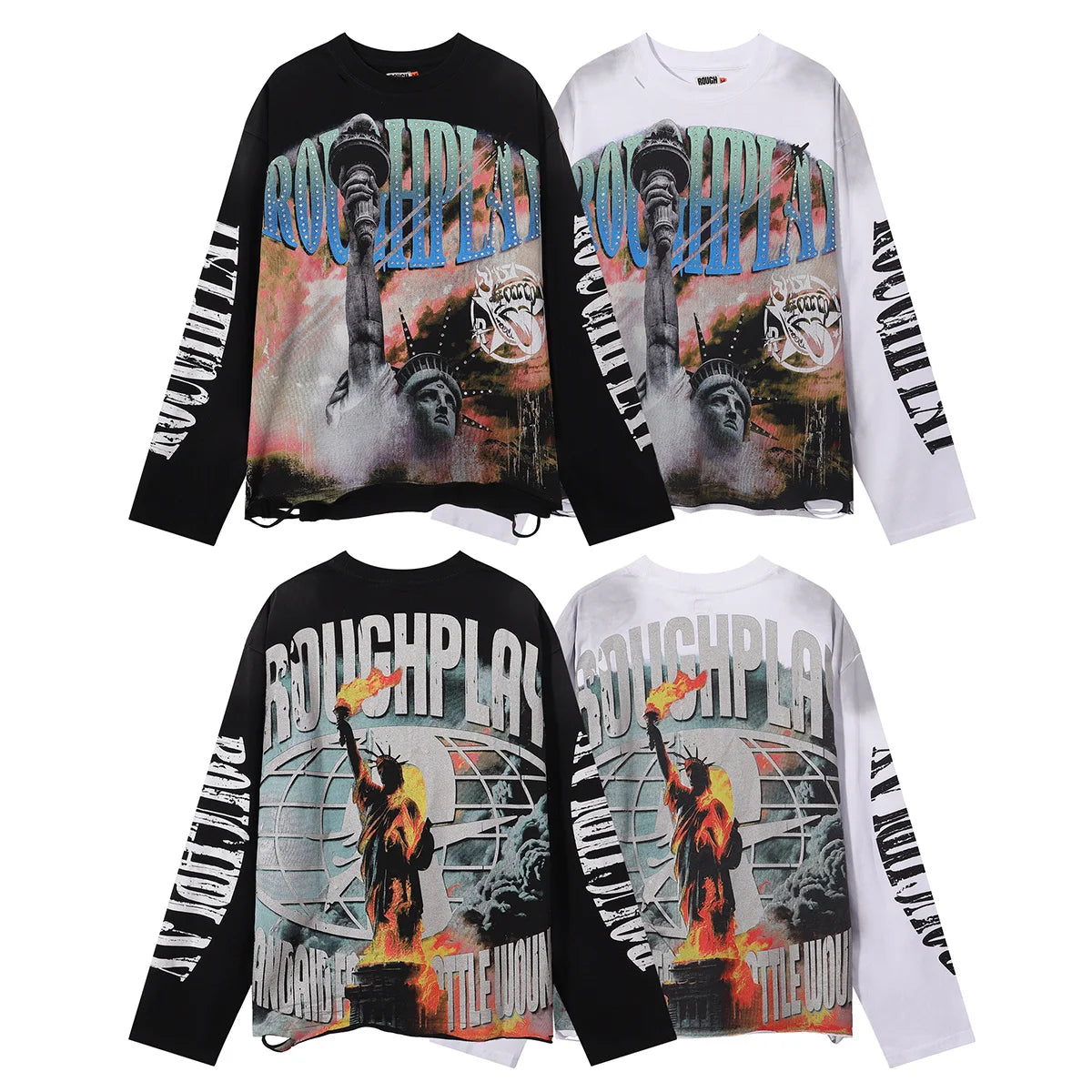 YKRON Rough Play Diamond Long Sleeve Oversized Tee