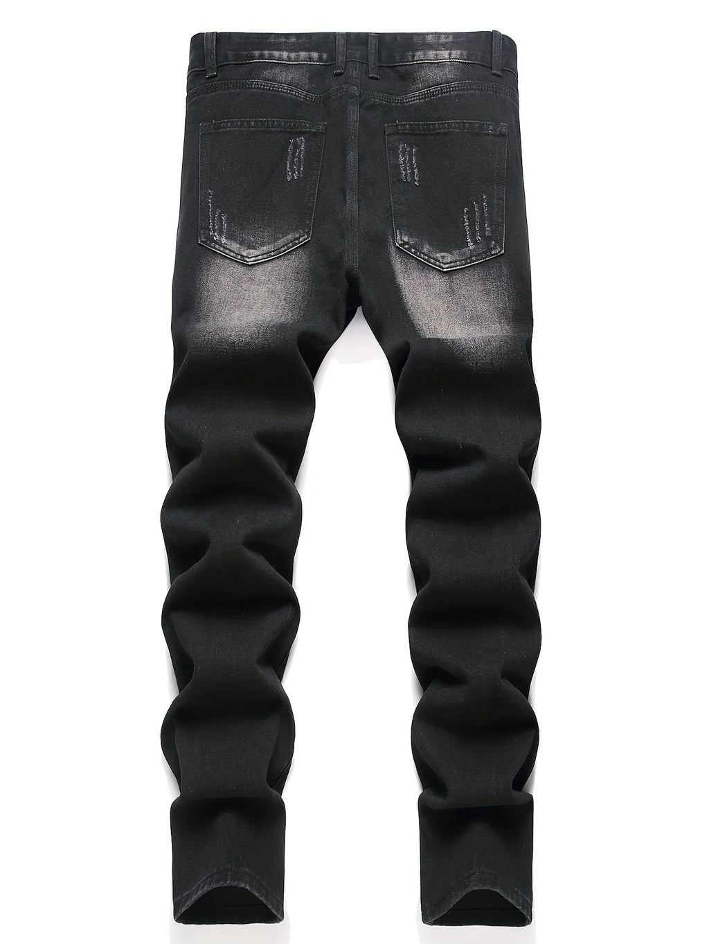 YKRON High Street Ripped Straight Leg Black Jeans