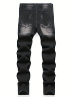 YKRON High Street Ripped Straight Leg Black Jeans