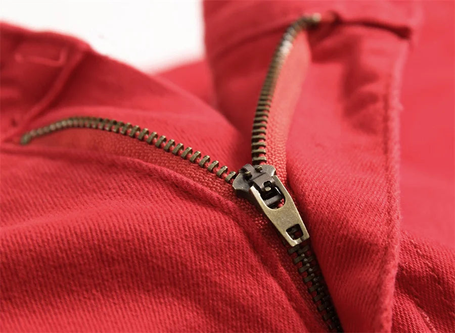 YKRON Y2K Distressed Red Hip Hop Jeans