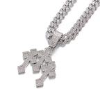 YKRON Iced Out Stacked Cross Cuban Chain Necklace