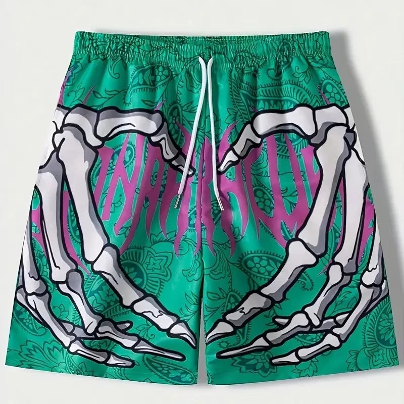 YKRON Y2K Skull Hip Hop Beach Shorts