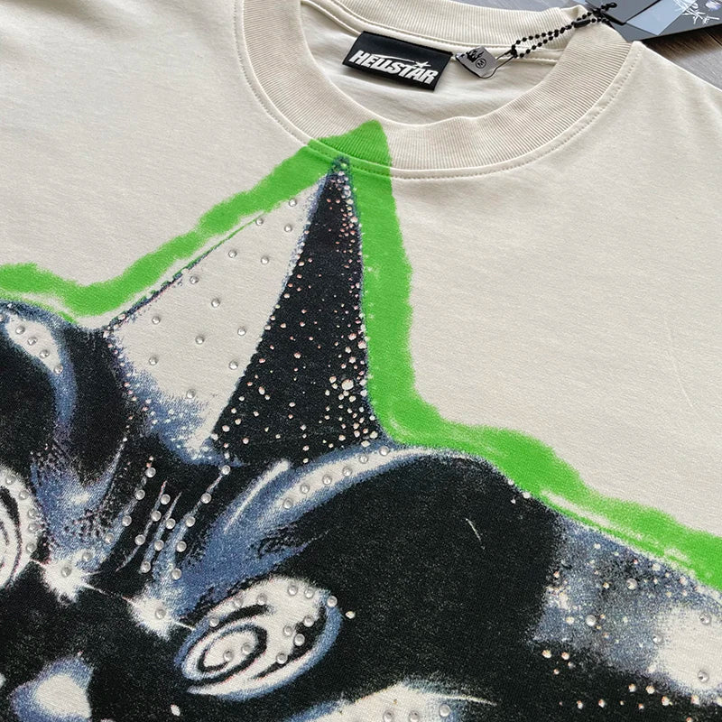 YKRON Hellstar Smiling Star Rhinestone Tee