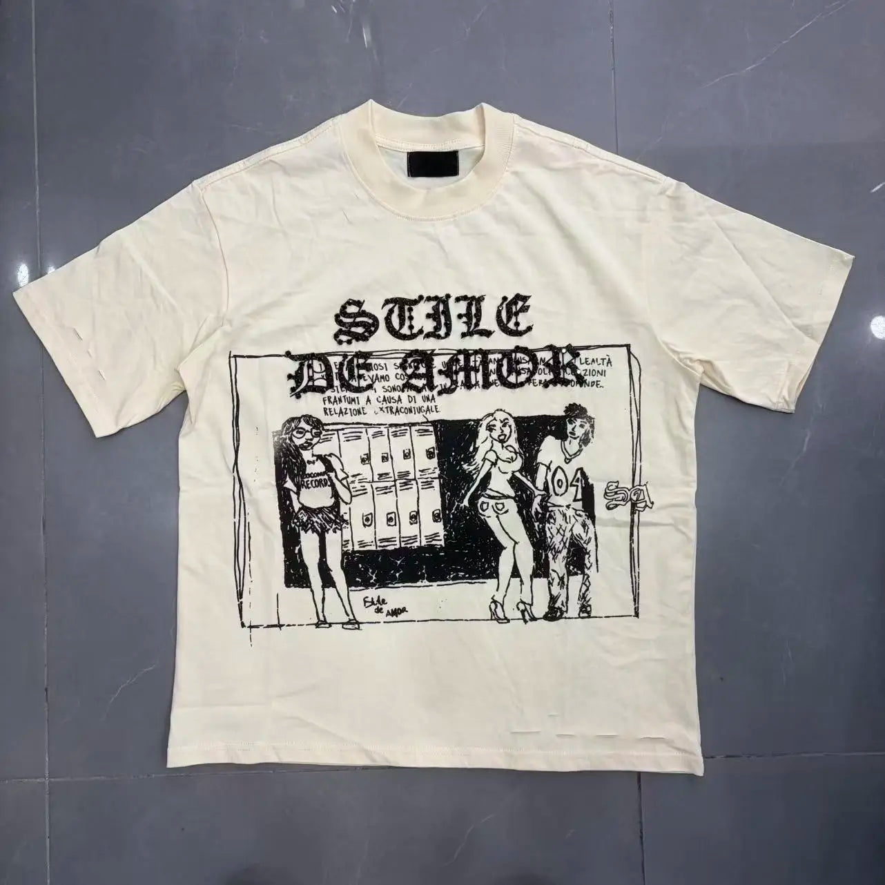 YKRON Shinning Diamond Letter Oversized Tee