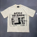 YKRON Shinning Diamond Letter Oversized Tee