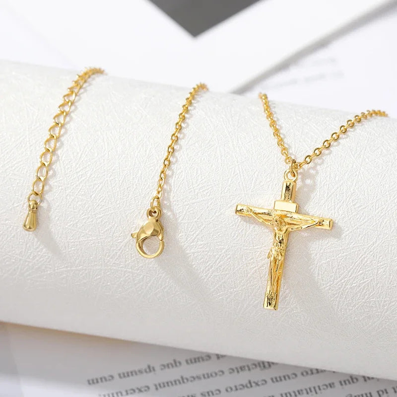 YKRON Jesus Cross Stainless Steel Choker Necklace