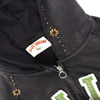 YKRON Vale Retro Embroidery Diamond Zip Hoodie