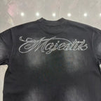 YKRON Majestik Rhinestone Print Hip Hop Tee