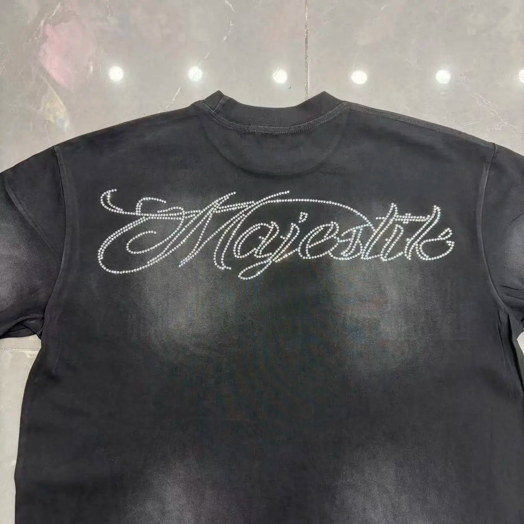 YKRON Majestik Rhinestone Print Hip Hop Tee