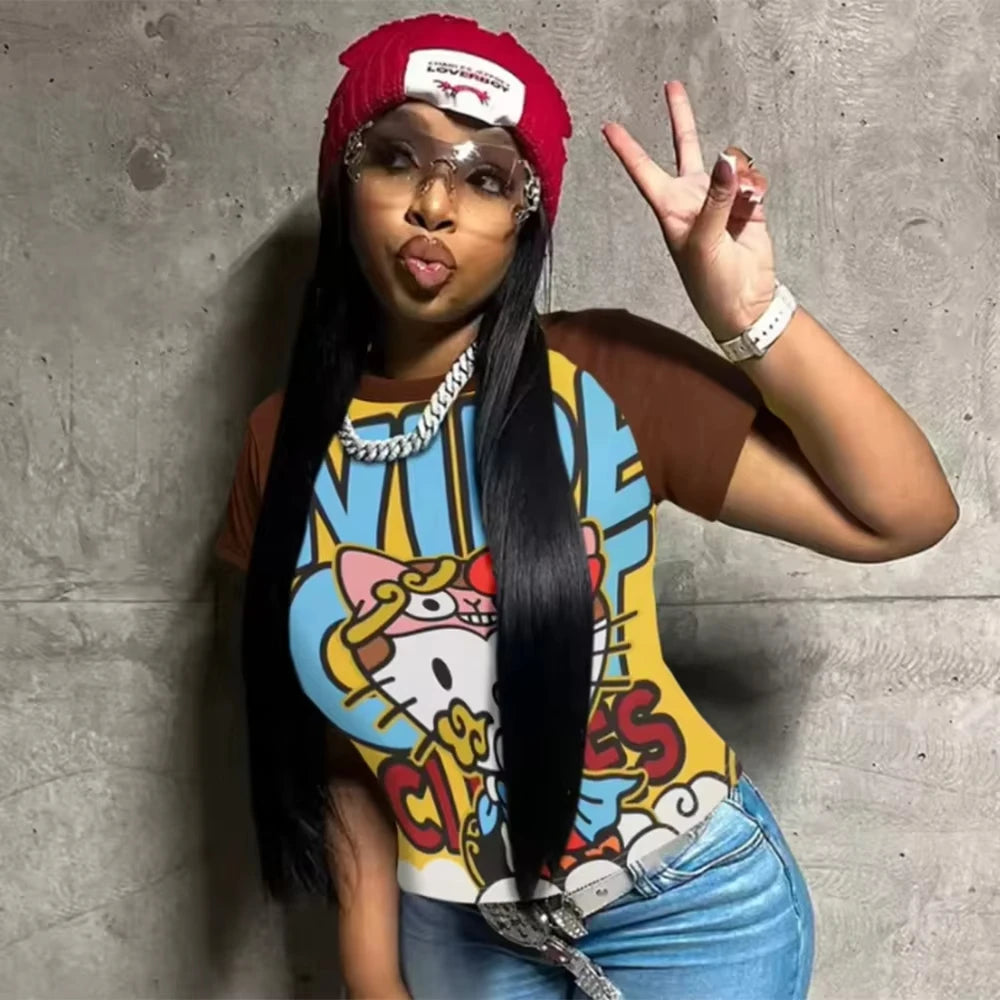 YKRON Hello Kitty Anime Graphic Tee