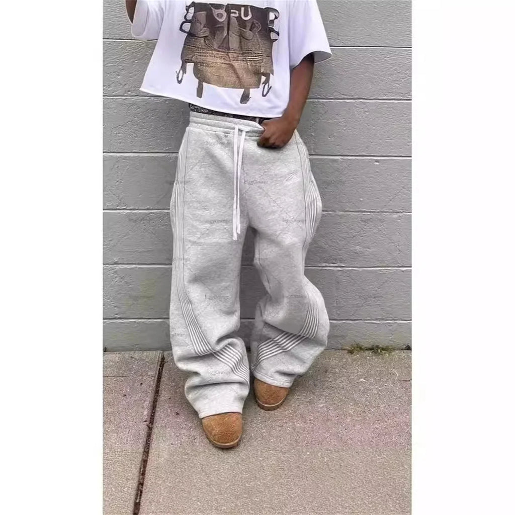YKRON Y2K Gray Wide Leg Tactical Sweatpants