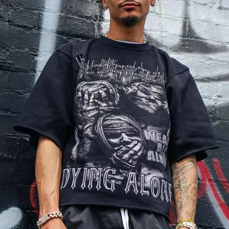 YKRON Abstract Face Oversized Streetwear Tee