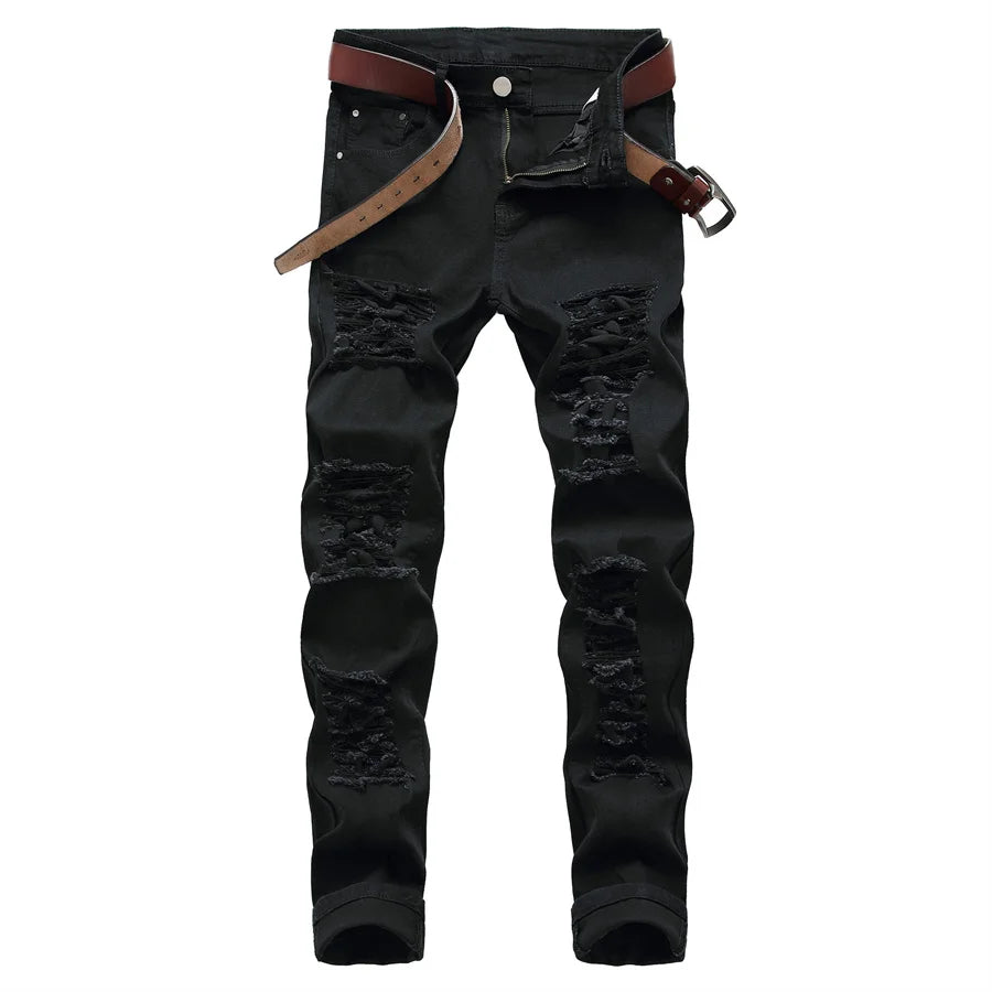 YKRON Y2K Distressed Red Hip Hop Jeans