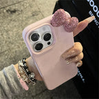 YKRON Rhinestone Bow Leather Phone Case