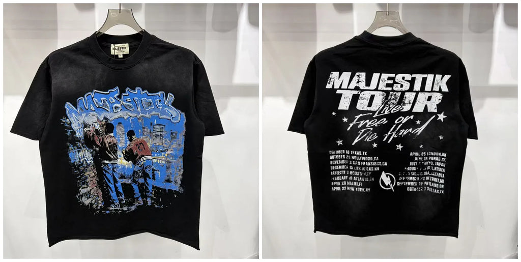 YKRON Majestik Rhinestone Print Hip Hop Tee