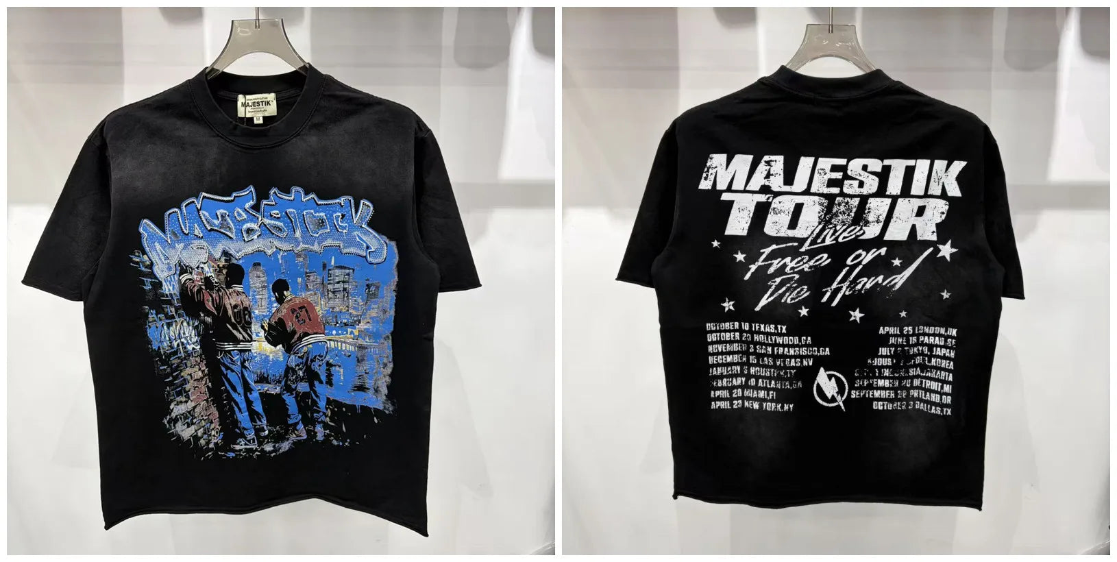 YKRON Majestik Rhinestone Print Hip Hop Tee