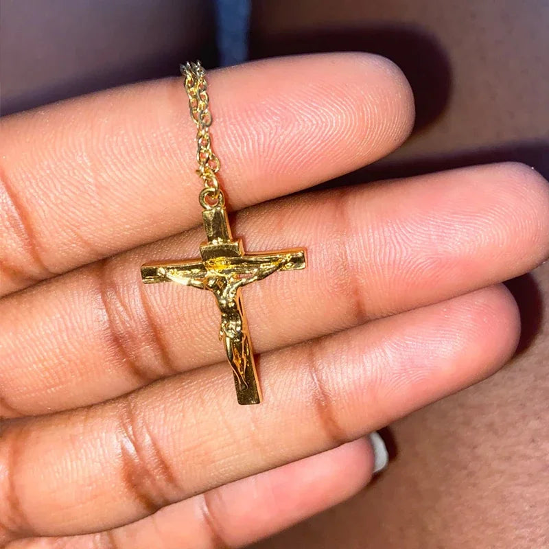 YKRON Jesus Cross Stainless Steel Choker Necklace